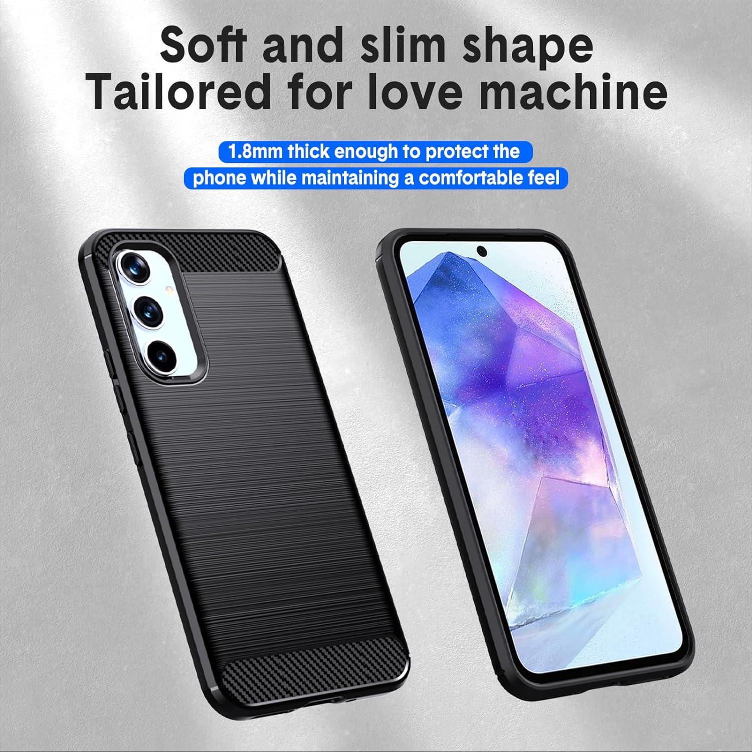 Samsung Galaxy A55 5G Case Carbon Fibre Phone Cover + Screen Protector