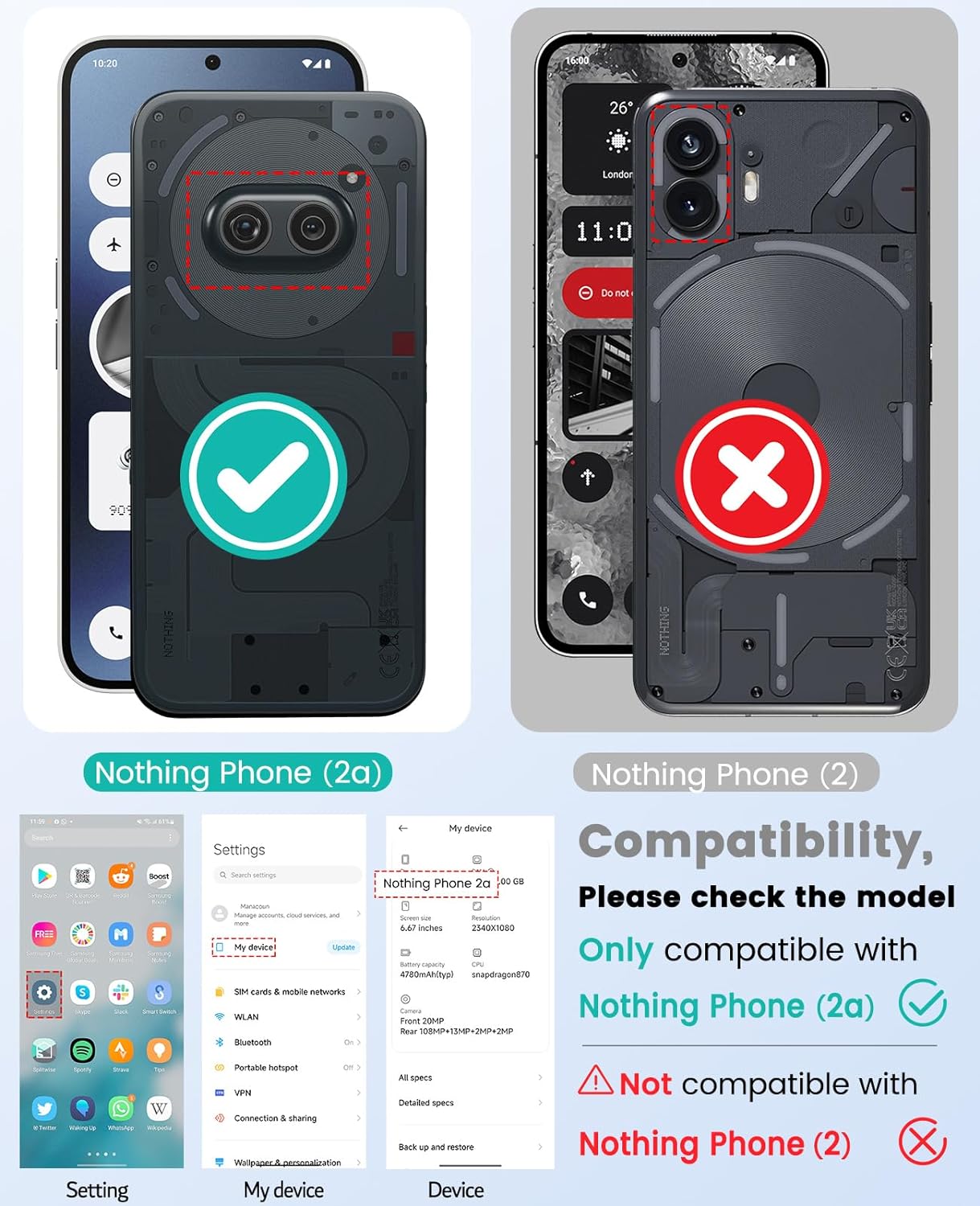 Nothing Phone (2a) Plus Case Black Gel Phone Cover & Screen Protector