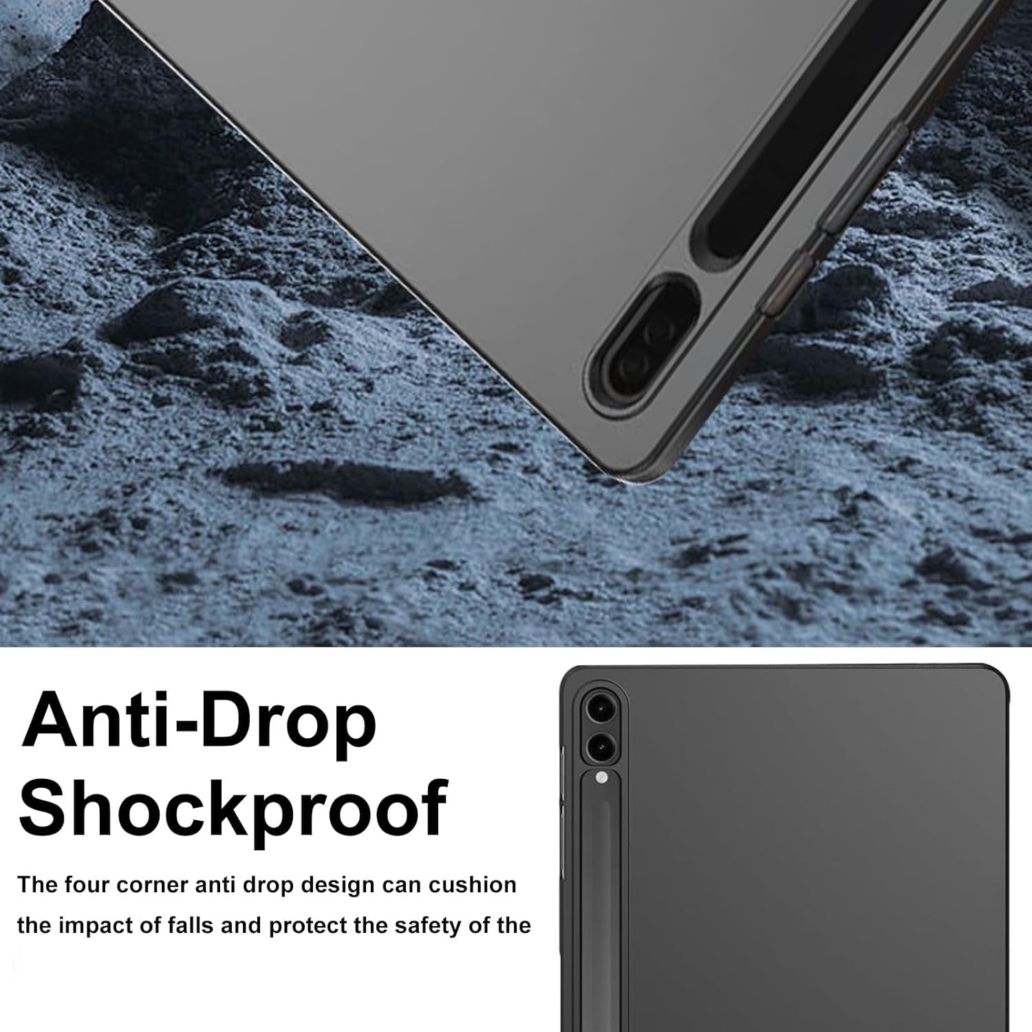 Samsung Tab S7 S8 S9 S10 Plus Ultra + FE Case Black Tablet Cover Gel