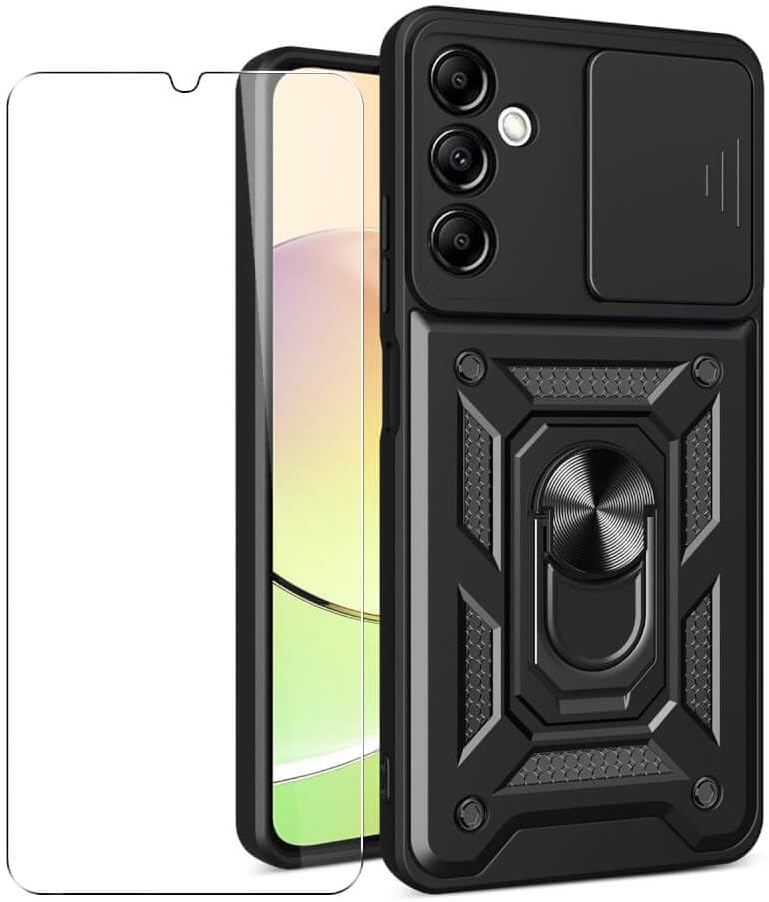 Samsung Galaxy A15 Case Shockproof Ring Stand Phone Camera Lens Cover & Screen Protector