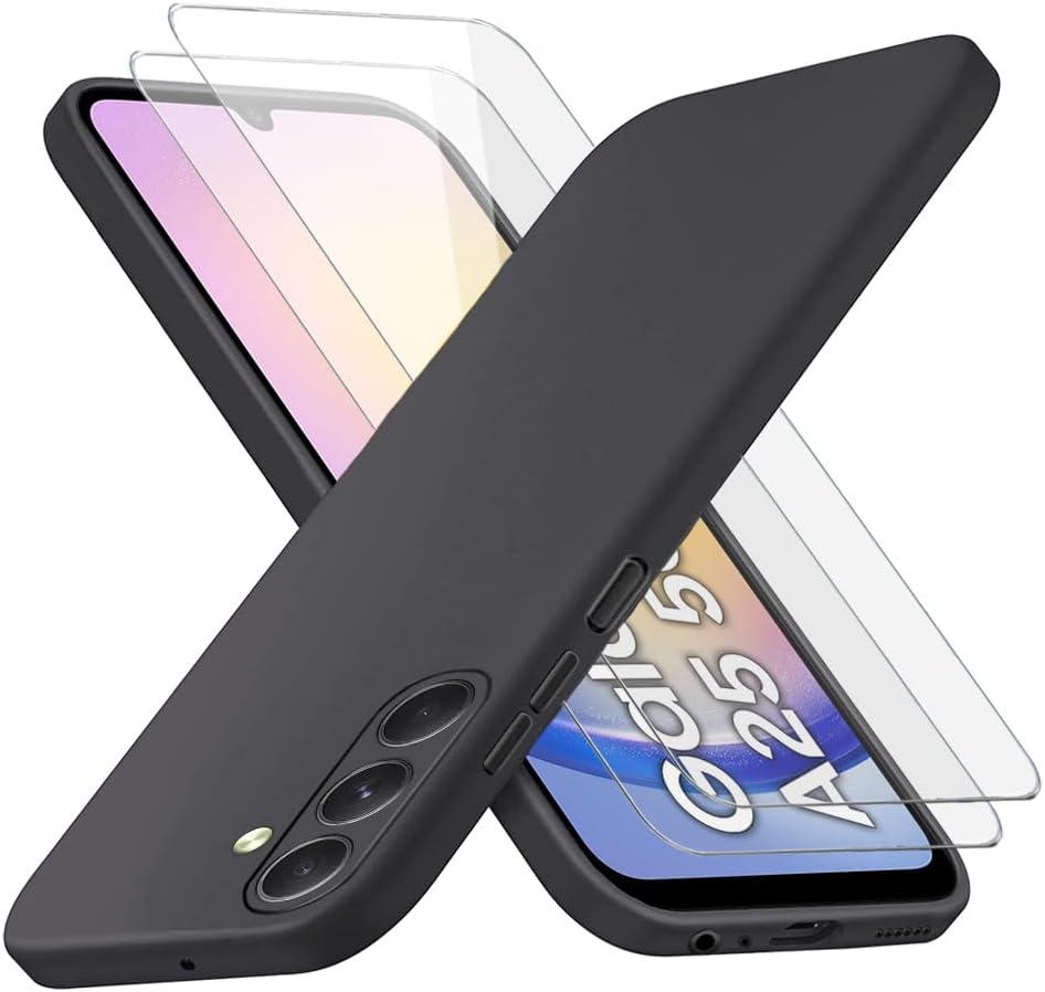 Samsung Galaxy A25 Case Black Gel Phone Cover & Screen Protector