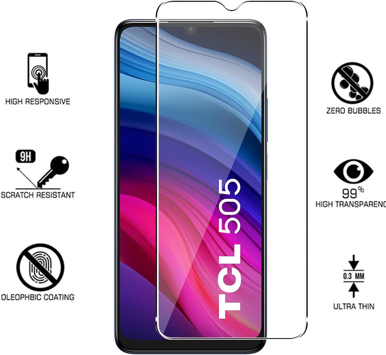 TCL 505 Case Clear Phone Cover & Screen Protector