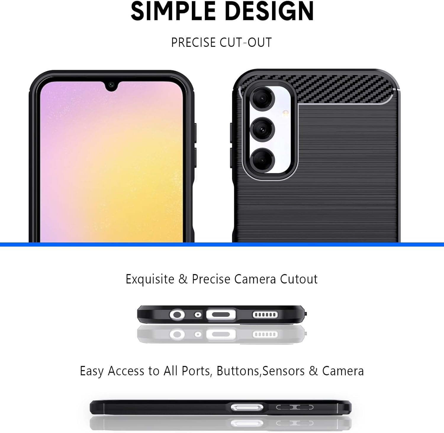 Samsung Galaxy A25 Case Carbon Fibre Phone Cover & Screen Protector
