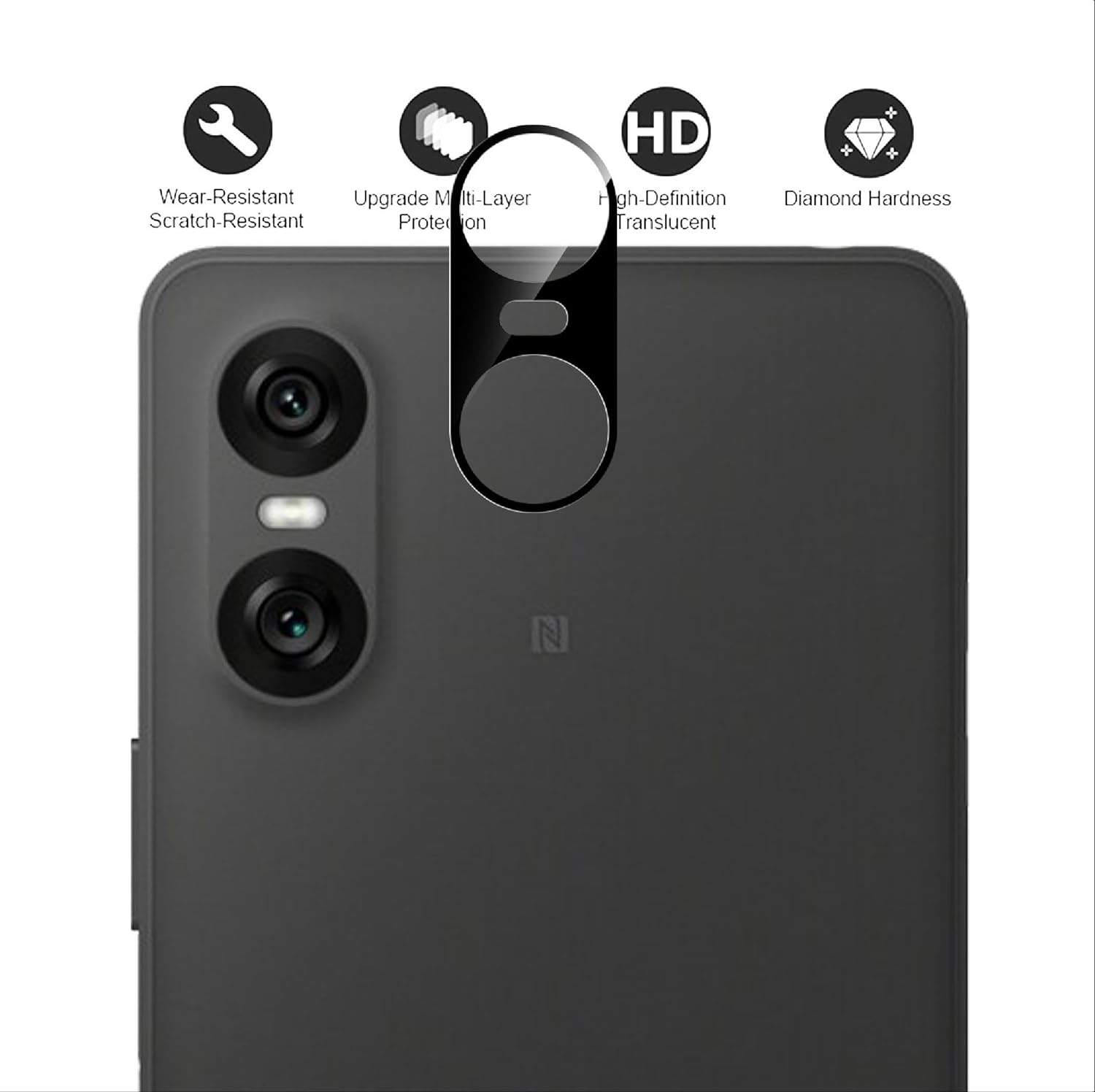 Xperia 10 VI Camera Lens Glass Protector Black