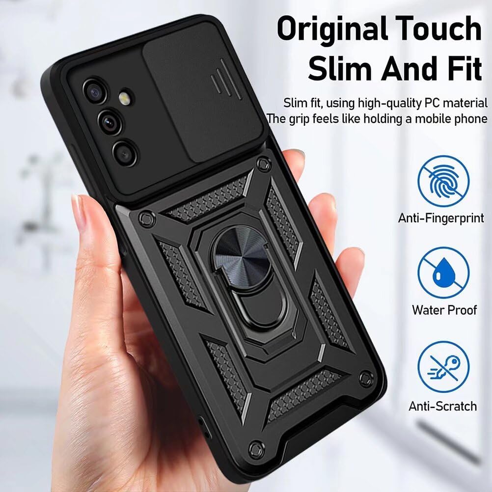 Samsung Galaxy A15 Case Shockproof Ring Stand Phone Camera Lens Cover & Screen Protector