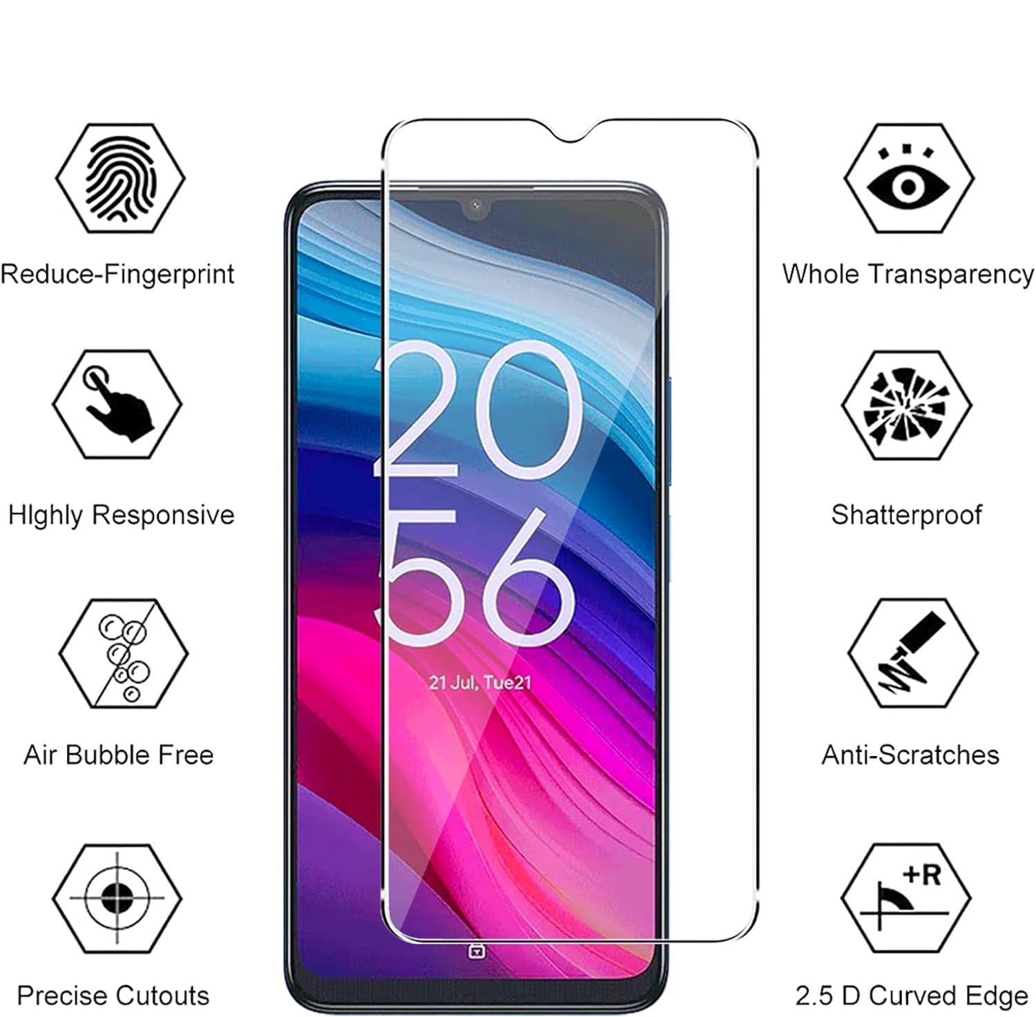 TCL 505 Case Clear Phone Cover & Screen Protector