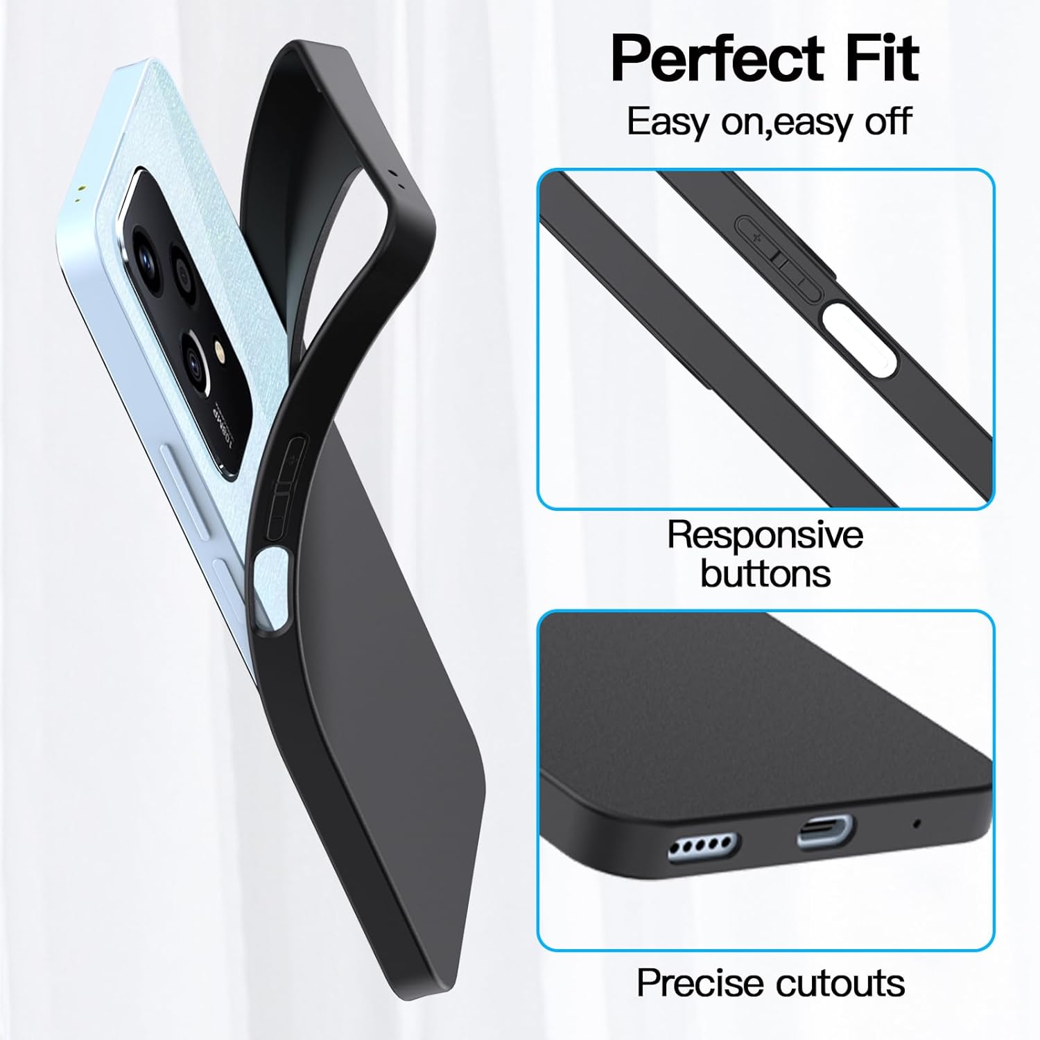 Honor 200 Lite Case Black Gel Phone Cover & Screen Protector