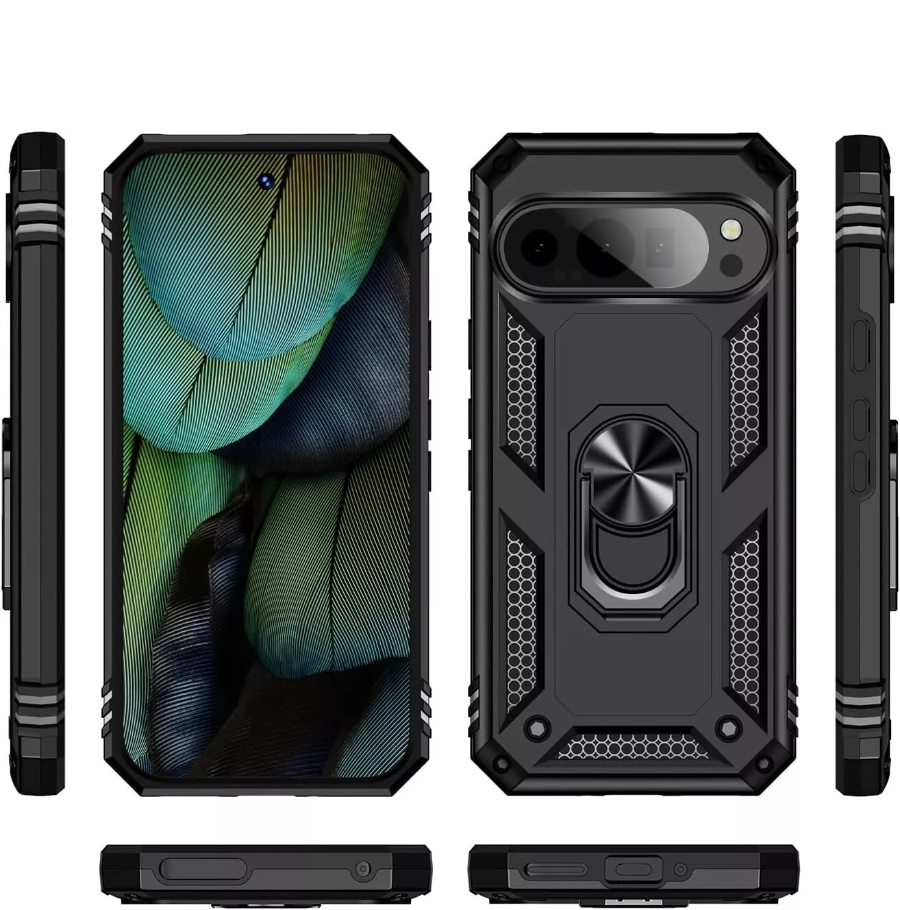 Google Pixel 9 / 9 Pro / XL Case Shockproof Ring Stand Phone Camera Lens Cover