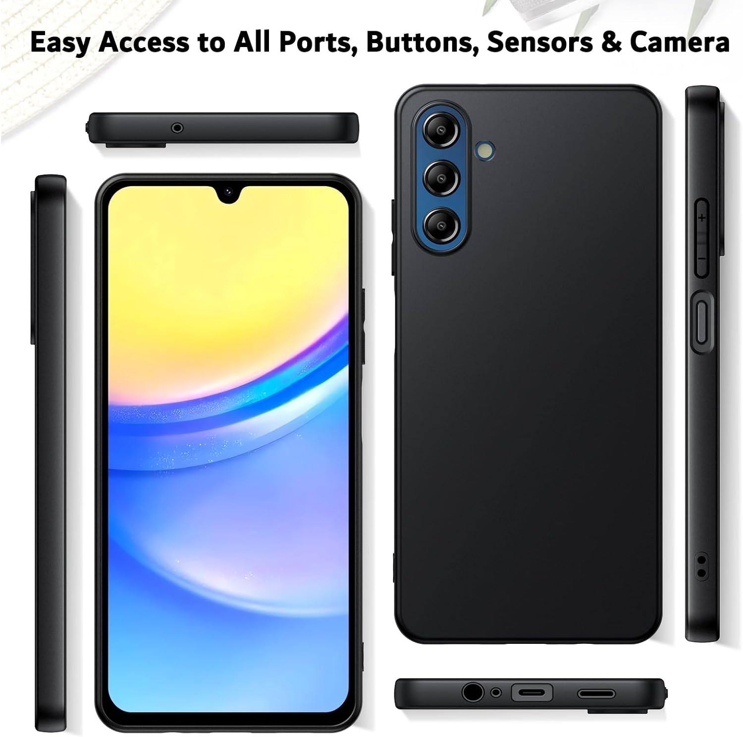 Samsung Galaxy A15 4G / 5GCase Black Gel Phone Cover & Screen Protector