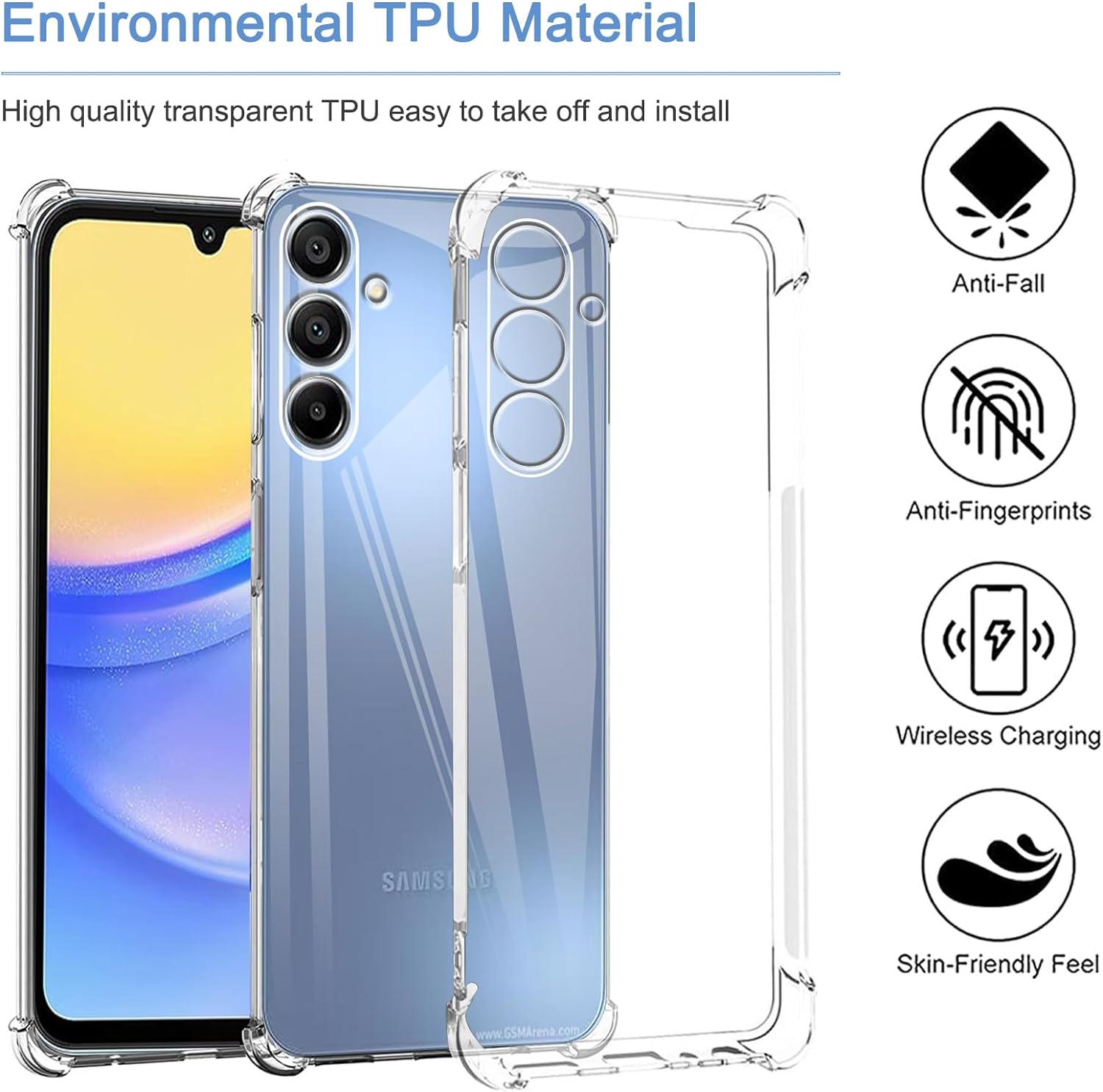 Samsung Galaxy A15 4G / 5G Case Clear Phone Cover & Screen Protector