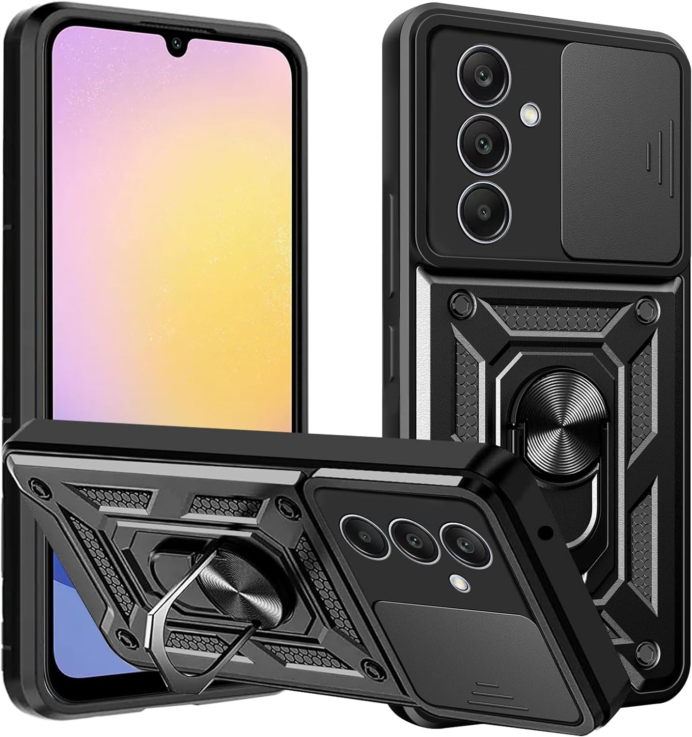 Samsung Galaxy A25 Case Shockproof Ring Stand Phone Camera Lens Cover