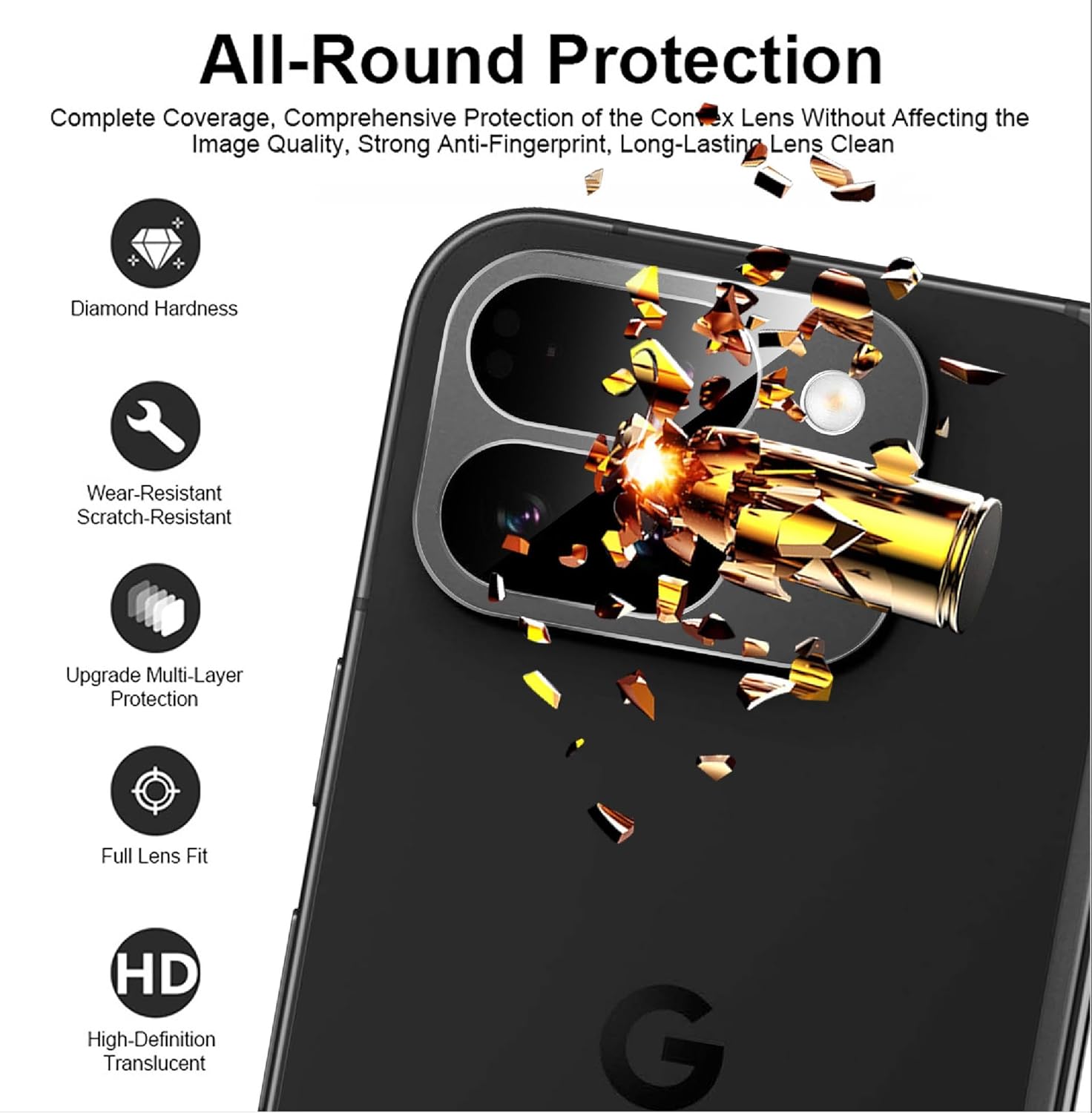 Zeking Camera Lens Protector For Google Pixel 8A - 2 Pack, 9H Hardness, HD Clarity, Case Friendly