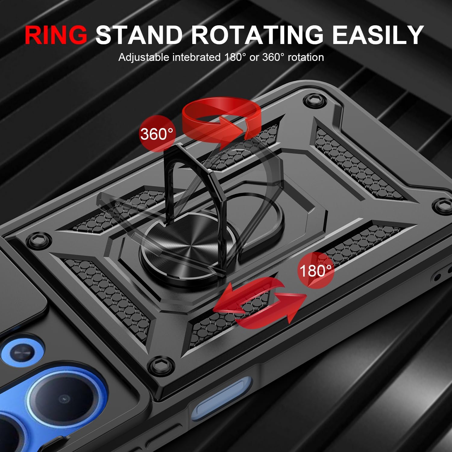 Xiaomi Redmi 15C / Poco C85 Case Shockproof Ring Stand Phone Cover & Screen Protector