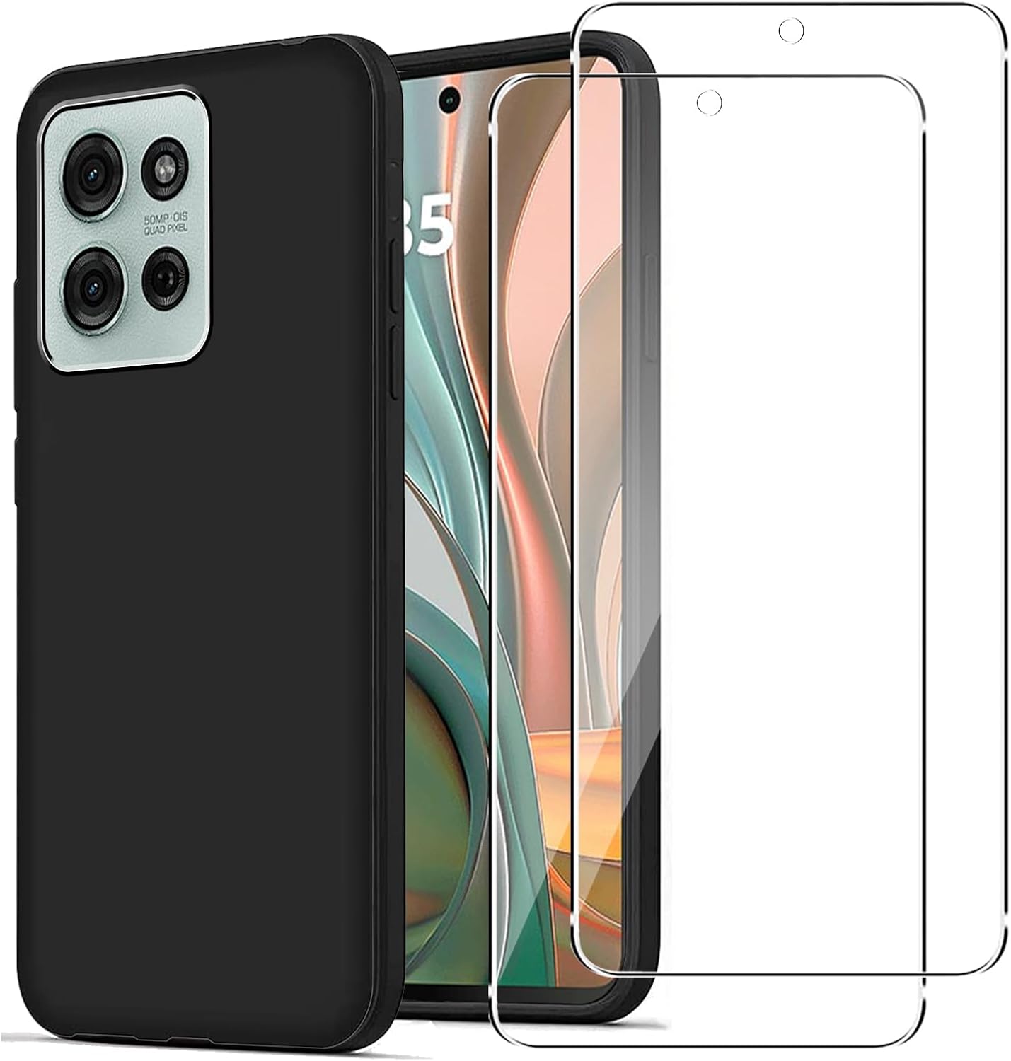 Motorola Moto G75 Case Black Gel Phone Cover & Screen Protector