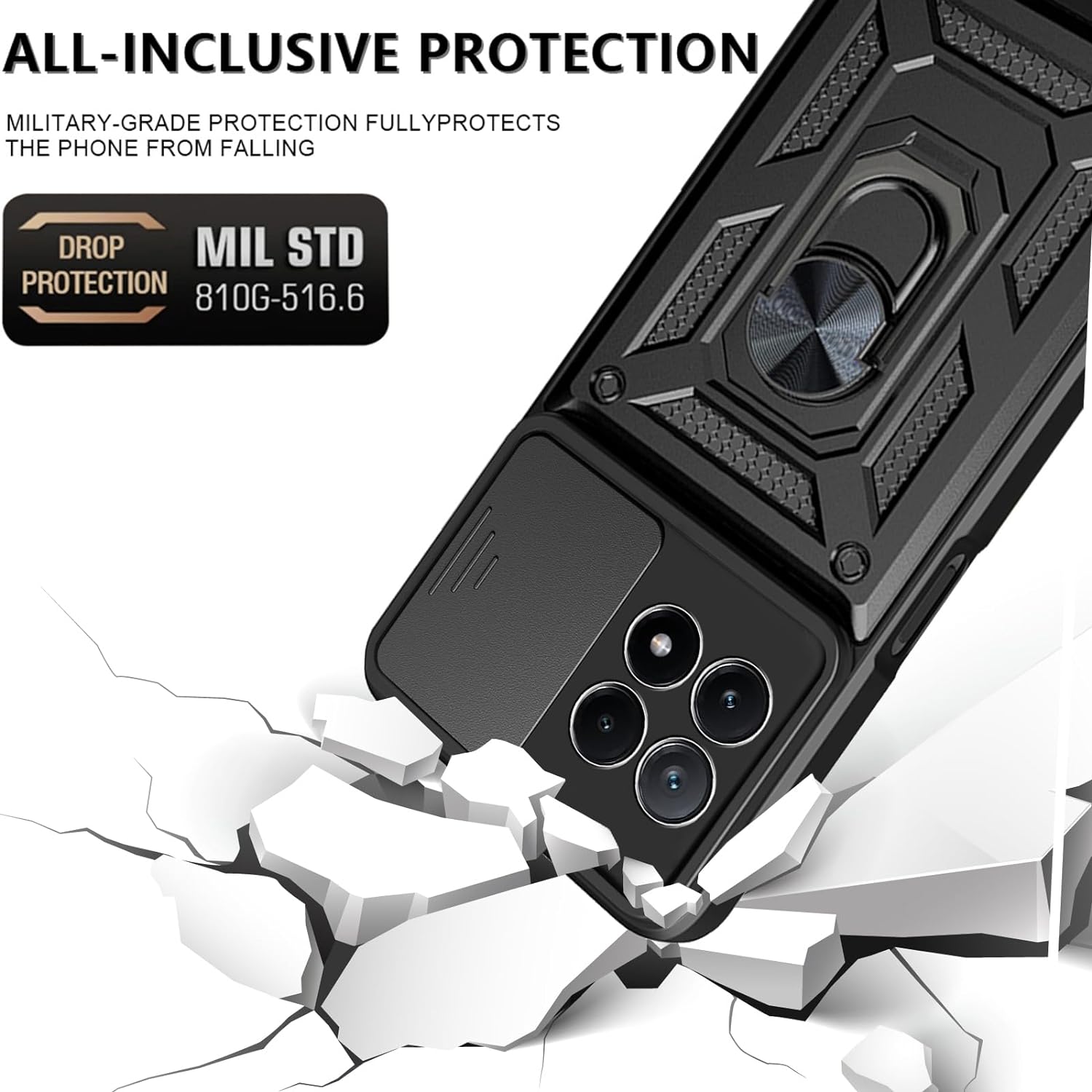 Xiaomi Poco X6 PRO 5G Case Shockproof Ring Stand Phone Camera Lens Cover & Screen Protector