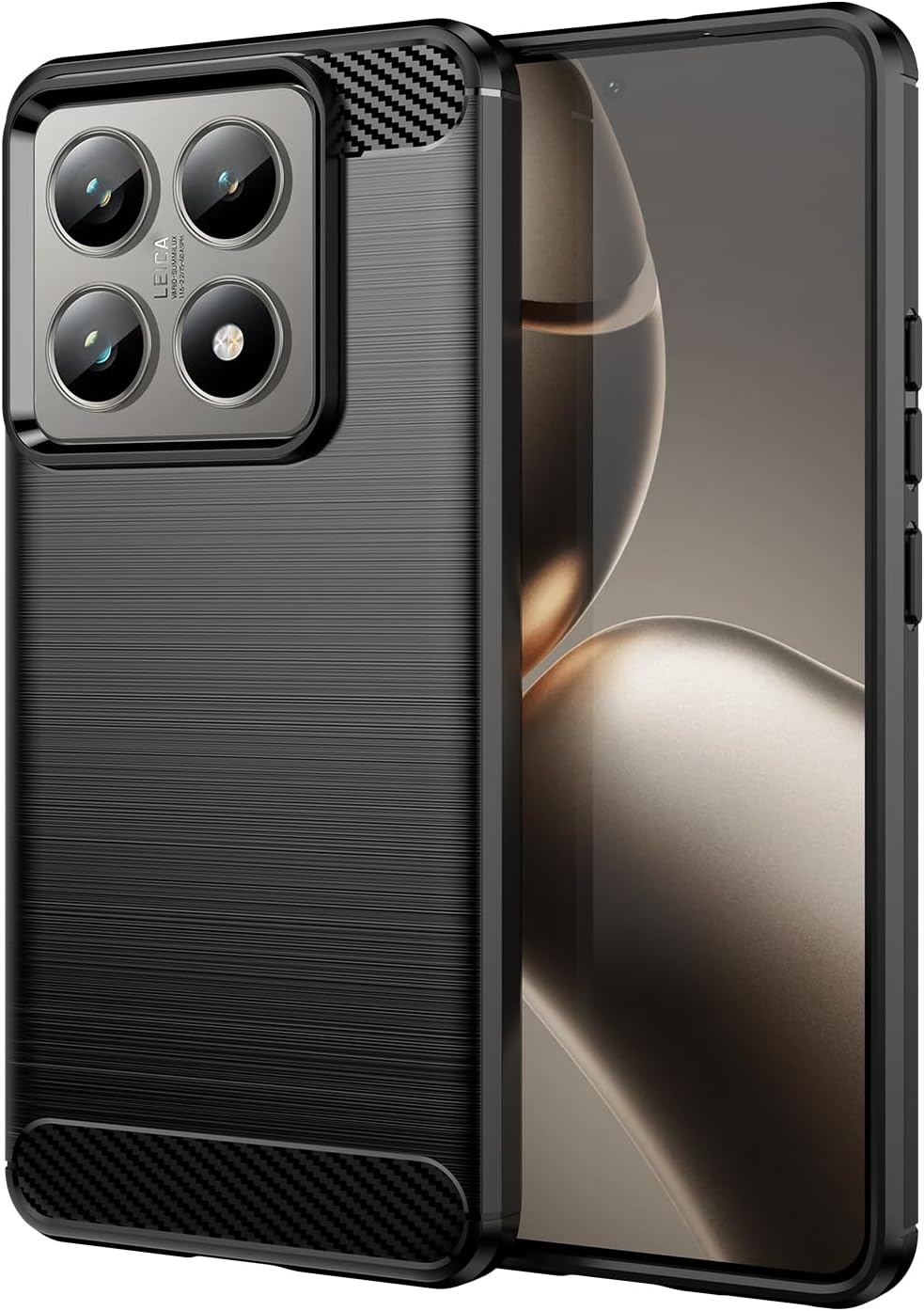 Xiaomi 14T / 14T Pro Case Carbon Fibre Phone Cover + Screen Protector