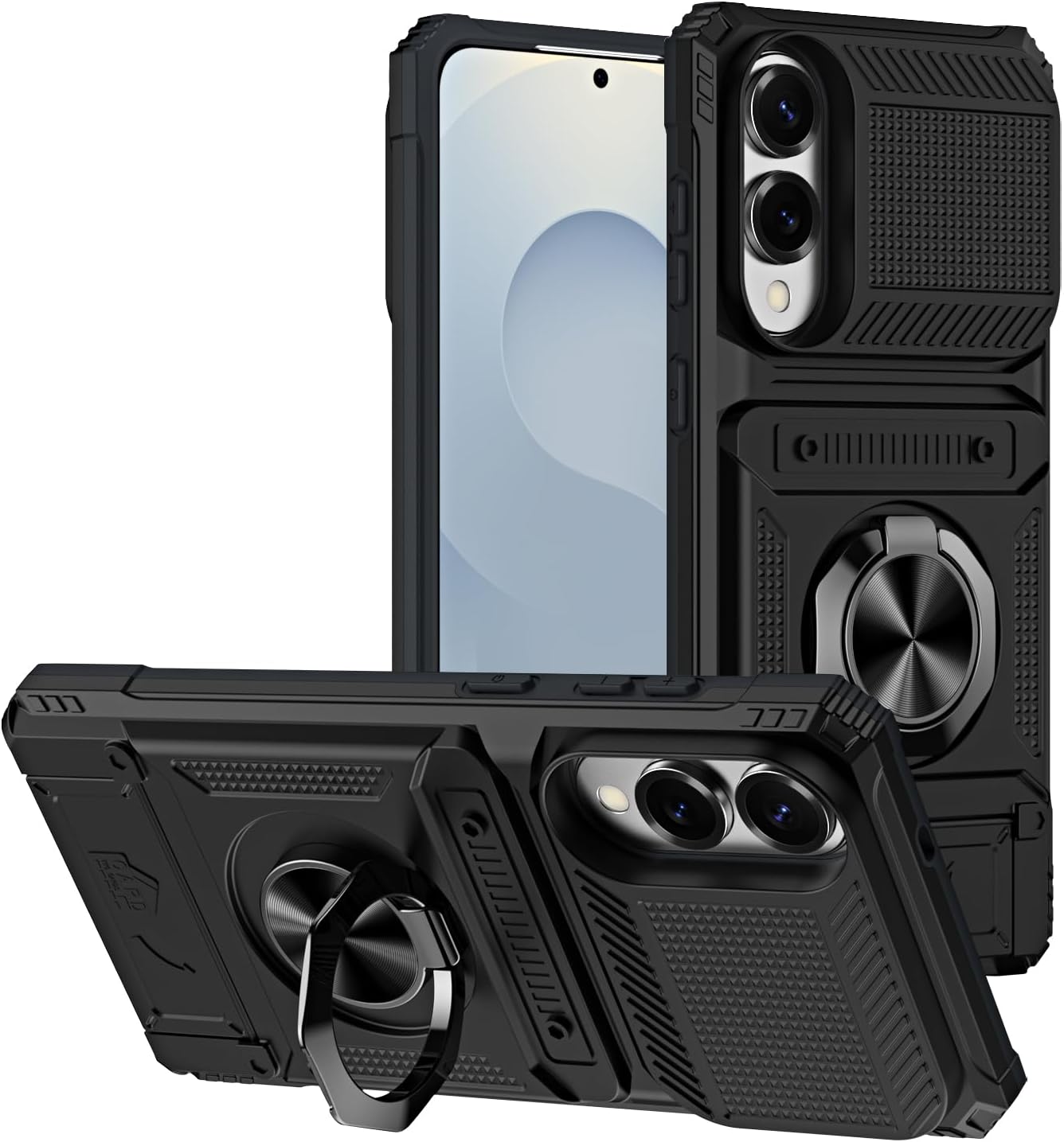 Samsung Galaxy S25 Edge Case Shockproof Ring Stand Phone Cover Card Slot Holder