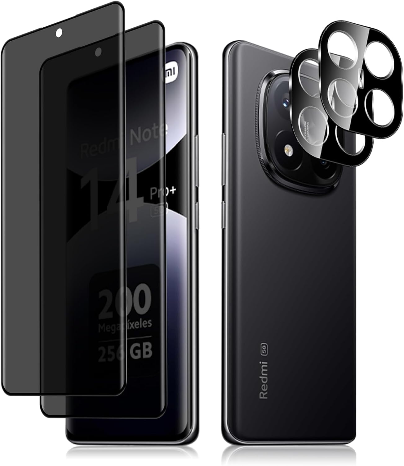 Xiaomi Redmi Note 14 4G 5G Pro Plus Screen Protector Privacy Anti-Spy + Camera Black
