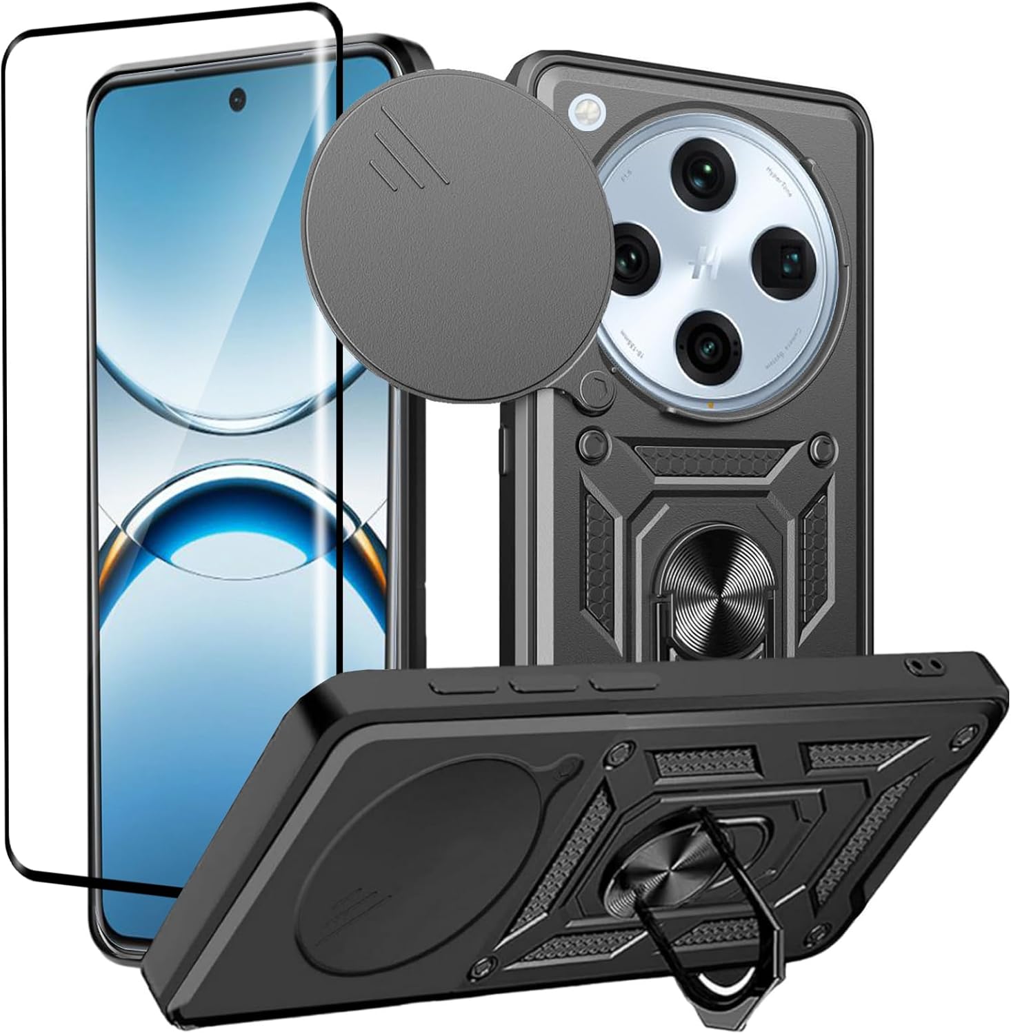 Oppo Find X8 Pro Case Shockproof Ring Stand Phone Cover & Screen Protector