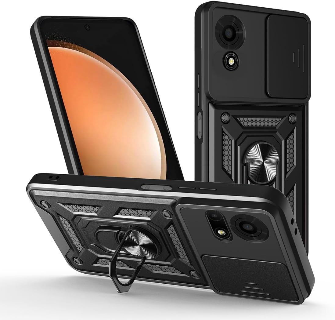 TCL 501 Case Shockproof Ring Stand Phone Camera Lens Cover