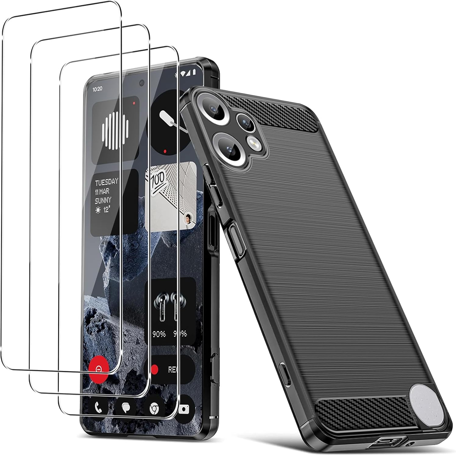 Nothing CMF Phone 2 Pro Case Carbon Fibre Phone Cover + Screen Protector