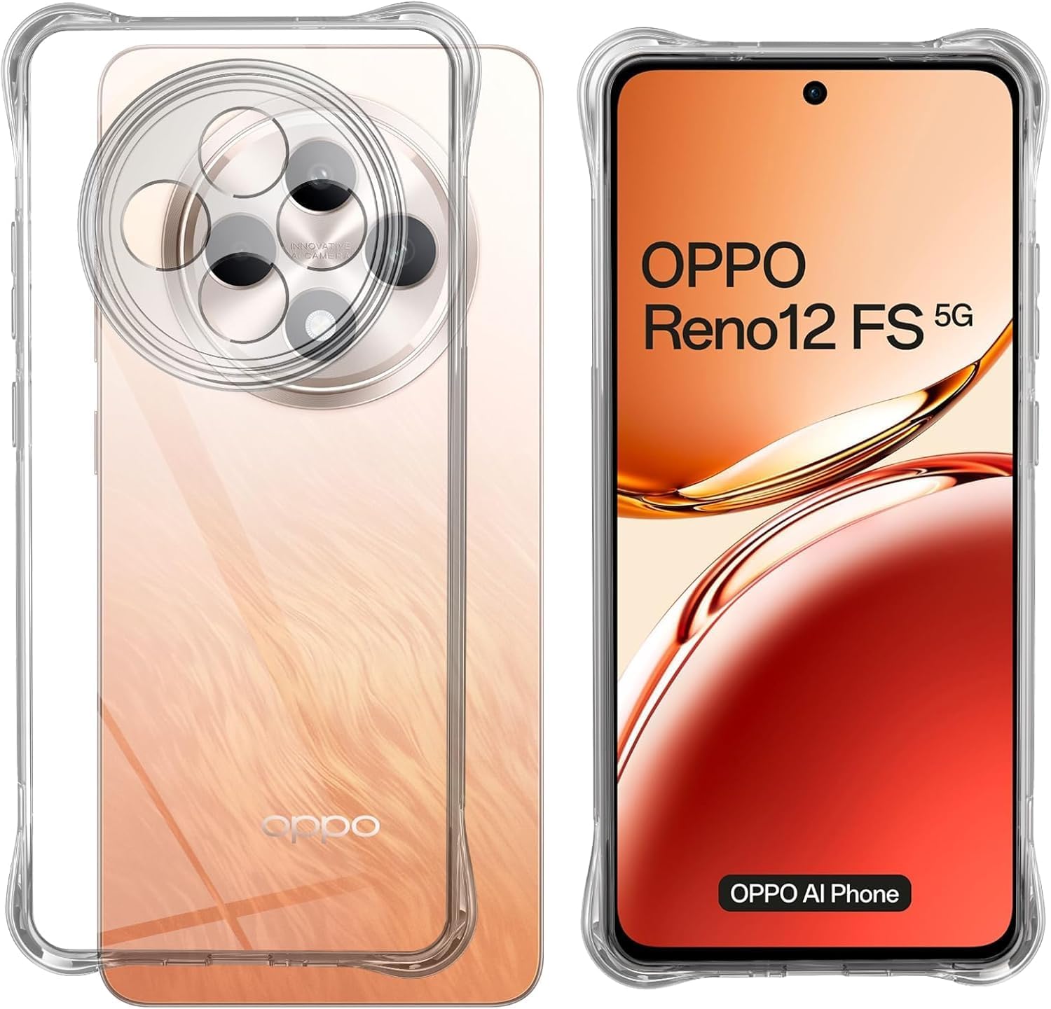 OPPO Reno 12 FS / F 5G Case Clear Silicone Shockproof Gel Phone Cover