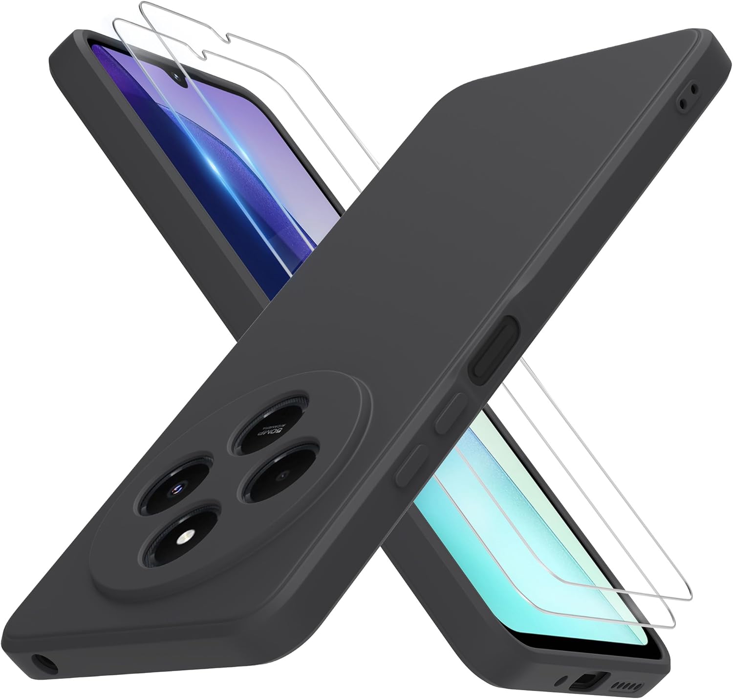 Xiaomi Poco C75 Case Black Gel Phone Cover & Screen Protector