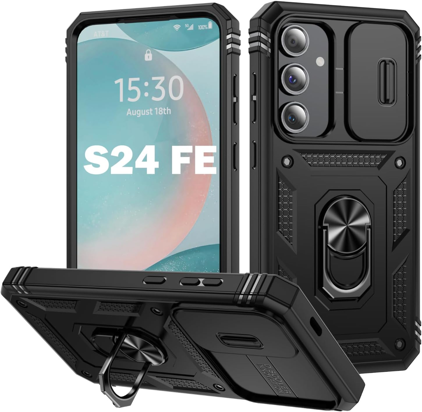 Samsung Galaxy S24 FE Case Shockproof Ring Stand Phone Camera Lens Cover