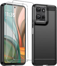 Motorola Moto G75 Case Carbon Fibre Phone Cover + Screen Protector