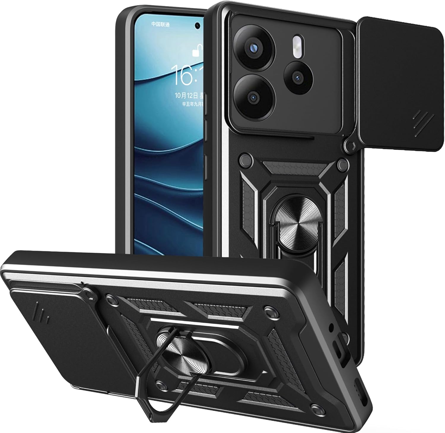 Xiaomi Redmi Note 14 4G Case Shockproof Ring Stand Phone Camera Lens Cover