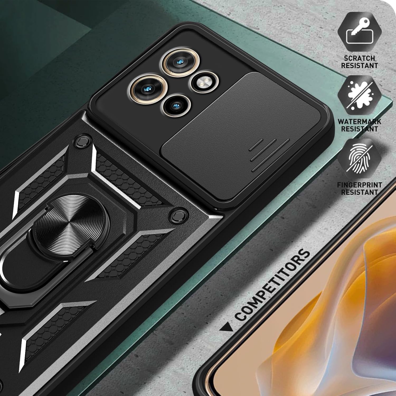 Motorola Edge 60 Fusion Case Shockproof Ring Stand Phone Cover & Screen Protector