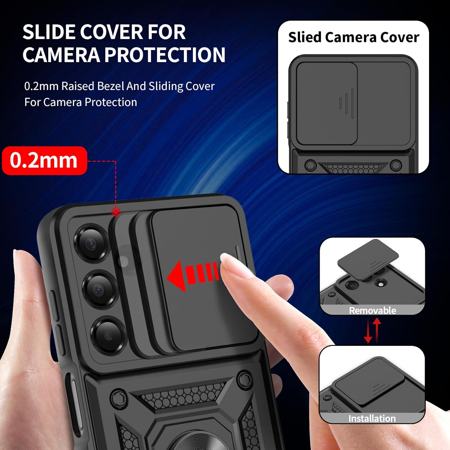 Samsung Galaxy A16 4G/5G Case Shockproof Ring Stand Phone Cover & Screen Protector