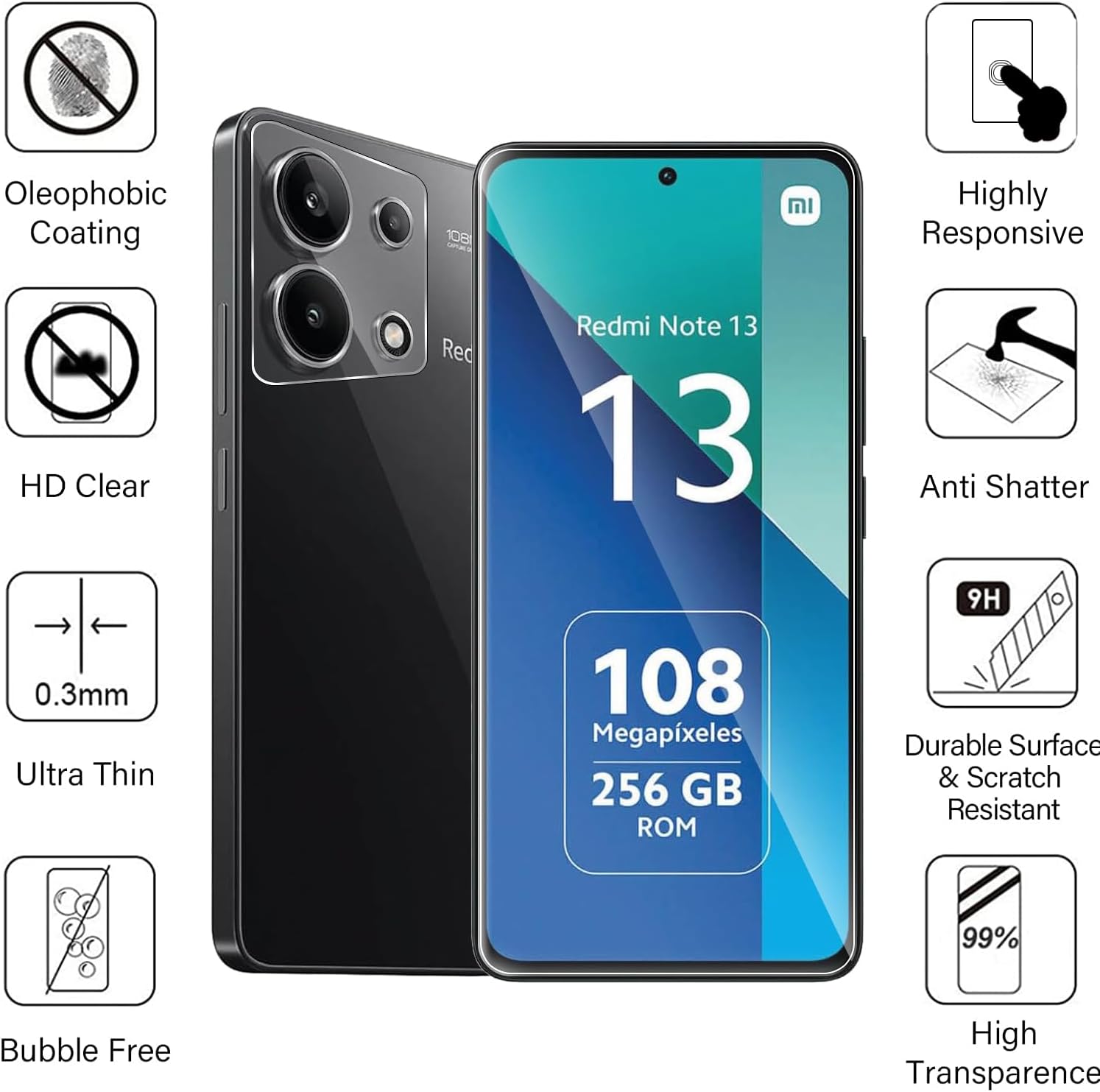 Xiaomi Redmi Note 13 4G creen Protector & Camera lens