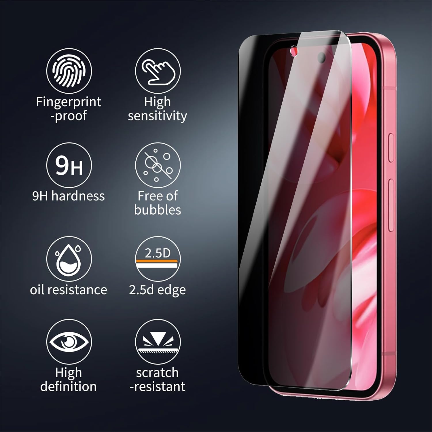 Google Pixel 10a Screen Protector Privacy Anti-Spy Glass 2 Pack