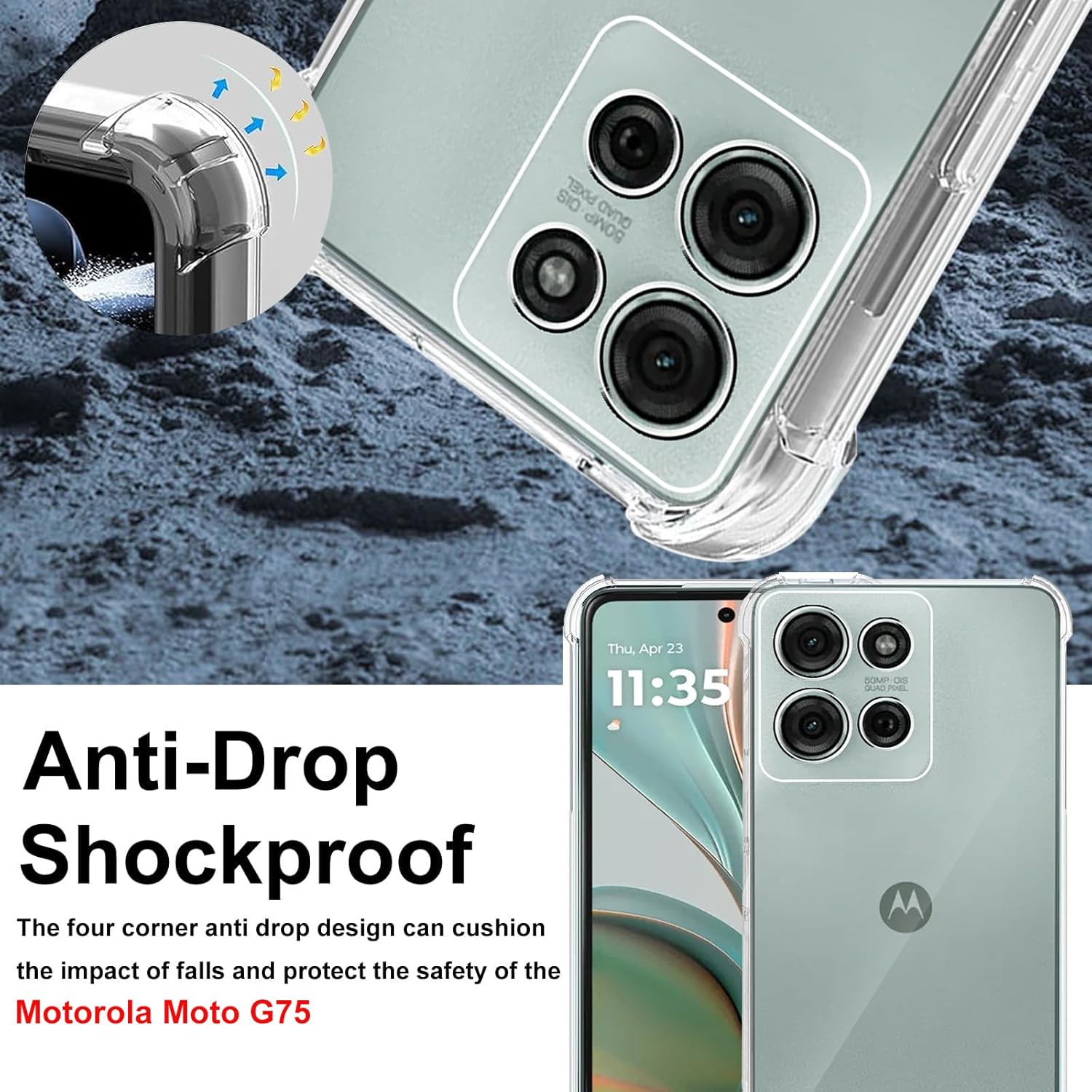 Motorola Moto G15 Case Clear Silicone Shockproof Gel Phone Cover