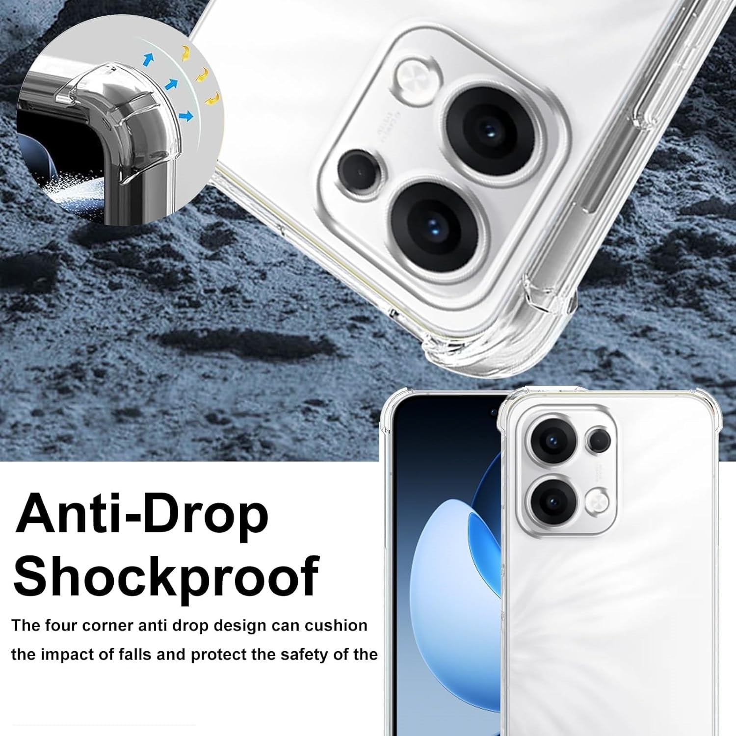 Oppo Reno 13 Pro Case Clear Phone Cover & Screen Protector