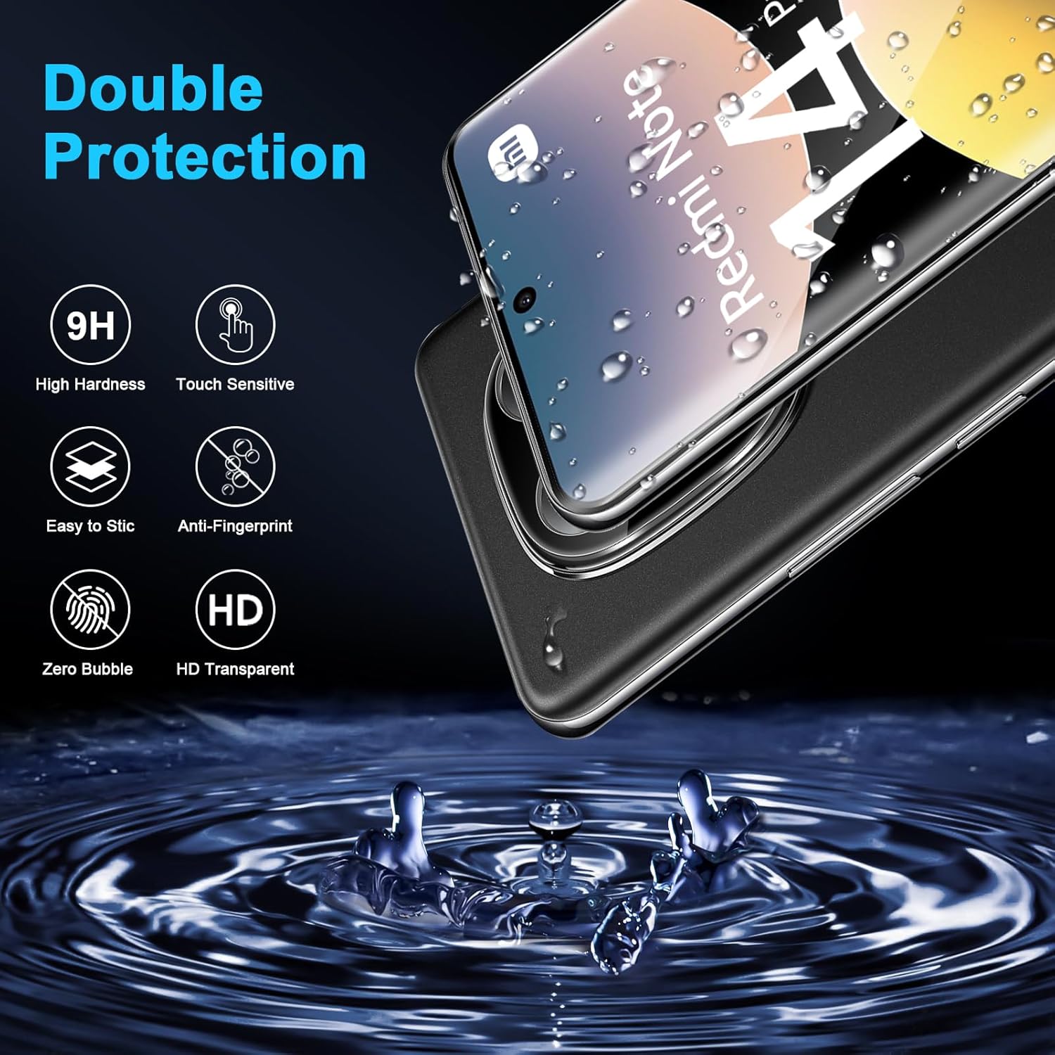 Xiaomi Redmi Note 14 Pro 5G Screen Protector & Camera lens Black