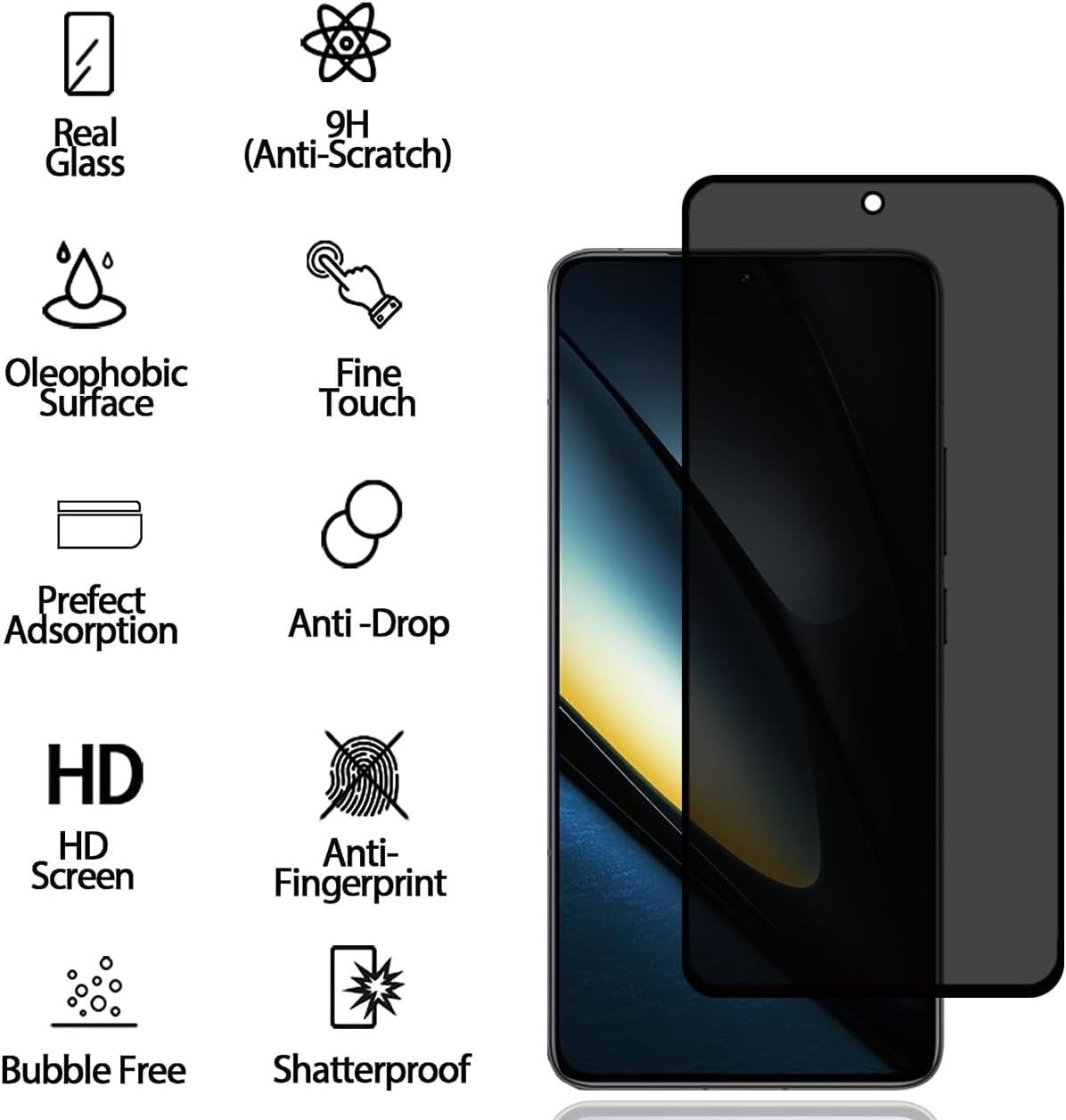 Xiaomi Poco X7 Pro Screen Protector Privacy Anti-Spy Glass