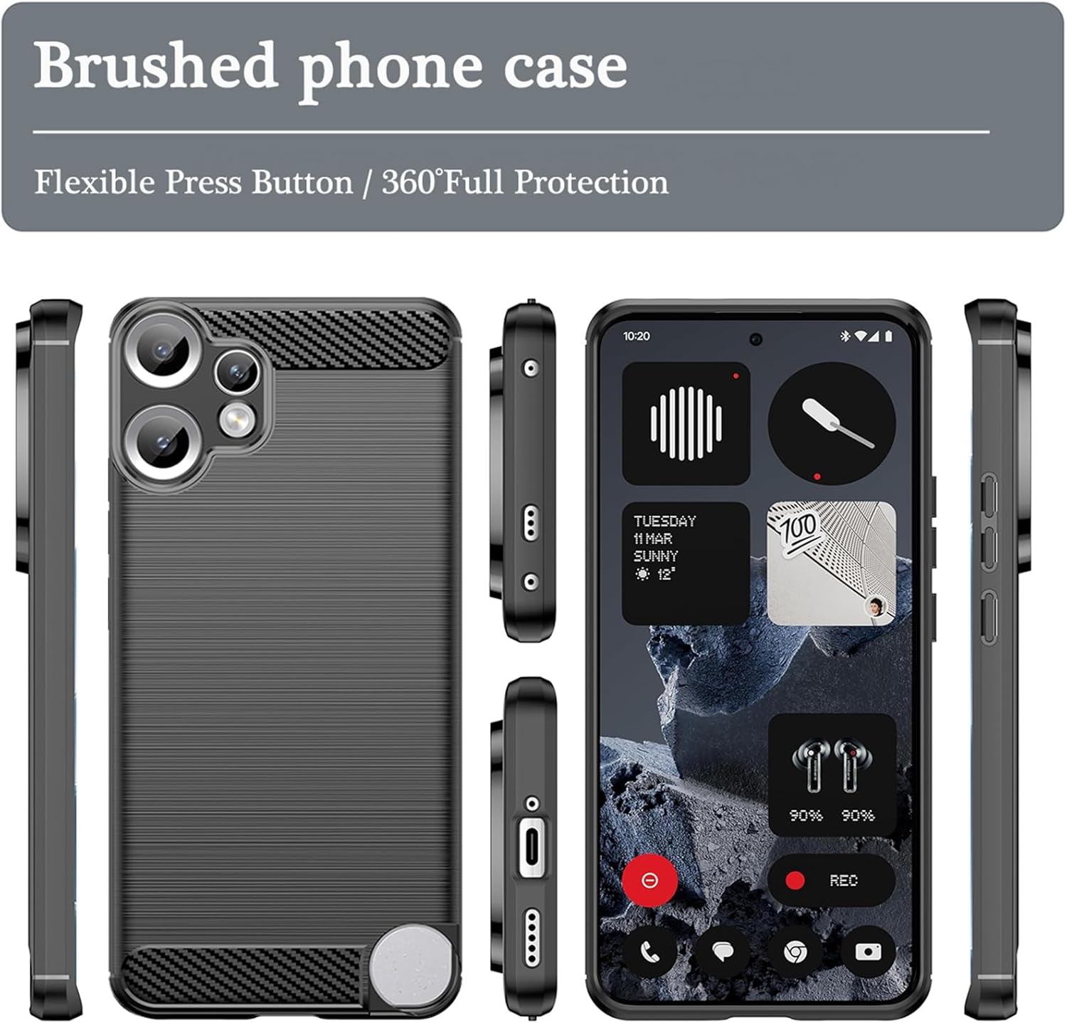Nothing CMF Phone 2 Pro Case Carbon Fibre Phone Cover + Screen Protector