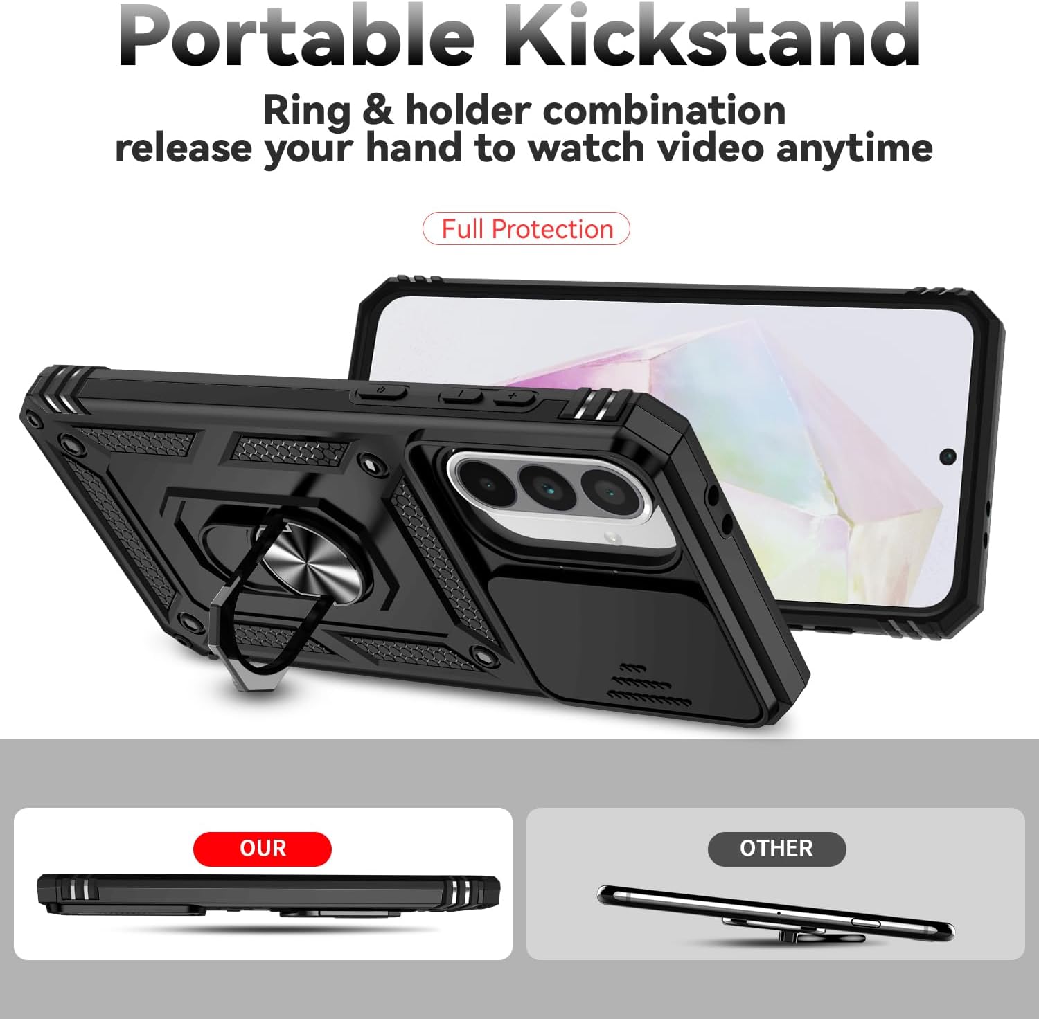 Samsung Galaxy A56 5G Case Shockproof Ring Stand Phone Camera Lens Cover