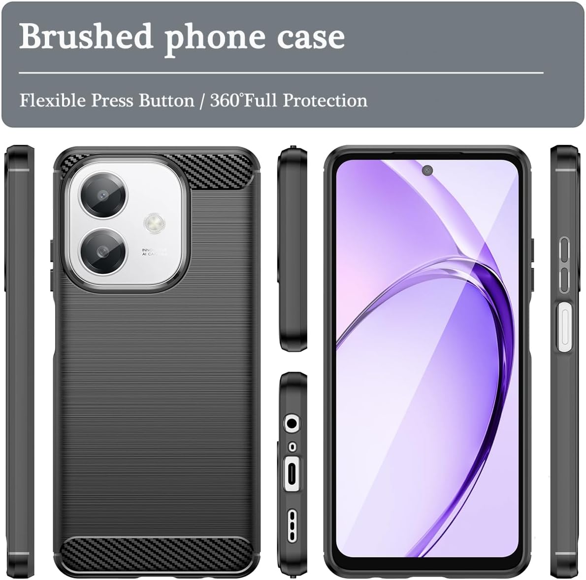 Oppo A60 5G A40 4G Case Carbon Fibre Phone Cover + Screen Protector