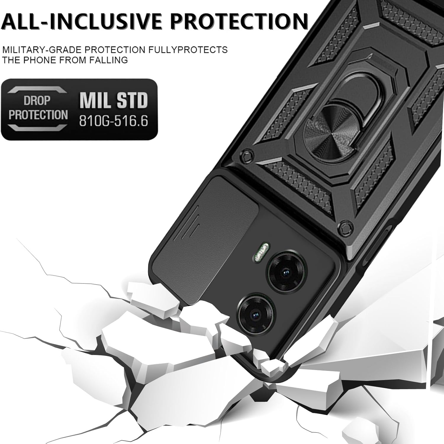 Motorola Moto G35 Case Shockproof Ring Stand Phone Cover & Screen Protector
