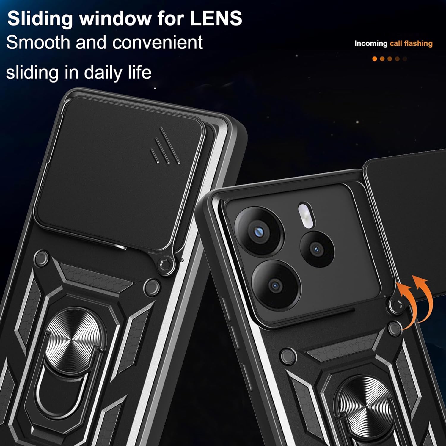 Xiaomi Redmi Note 14 4G Case Shockproof Ring Stand Phone Camera Lens Cover