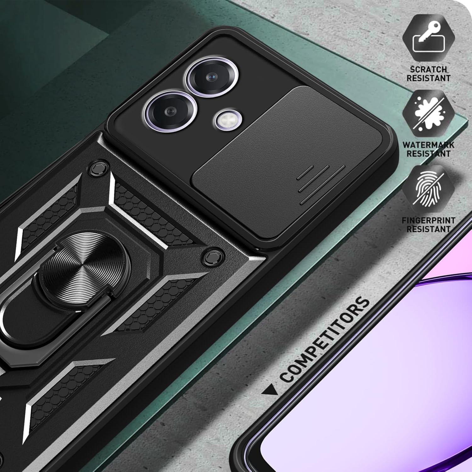 Oppo A60 5G A40 4G Case Shockproof Ring Stand Phone Cover & Screen Protector