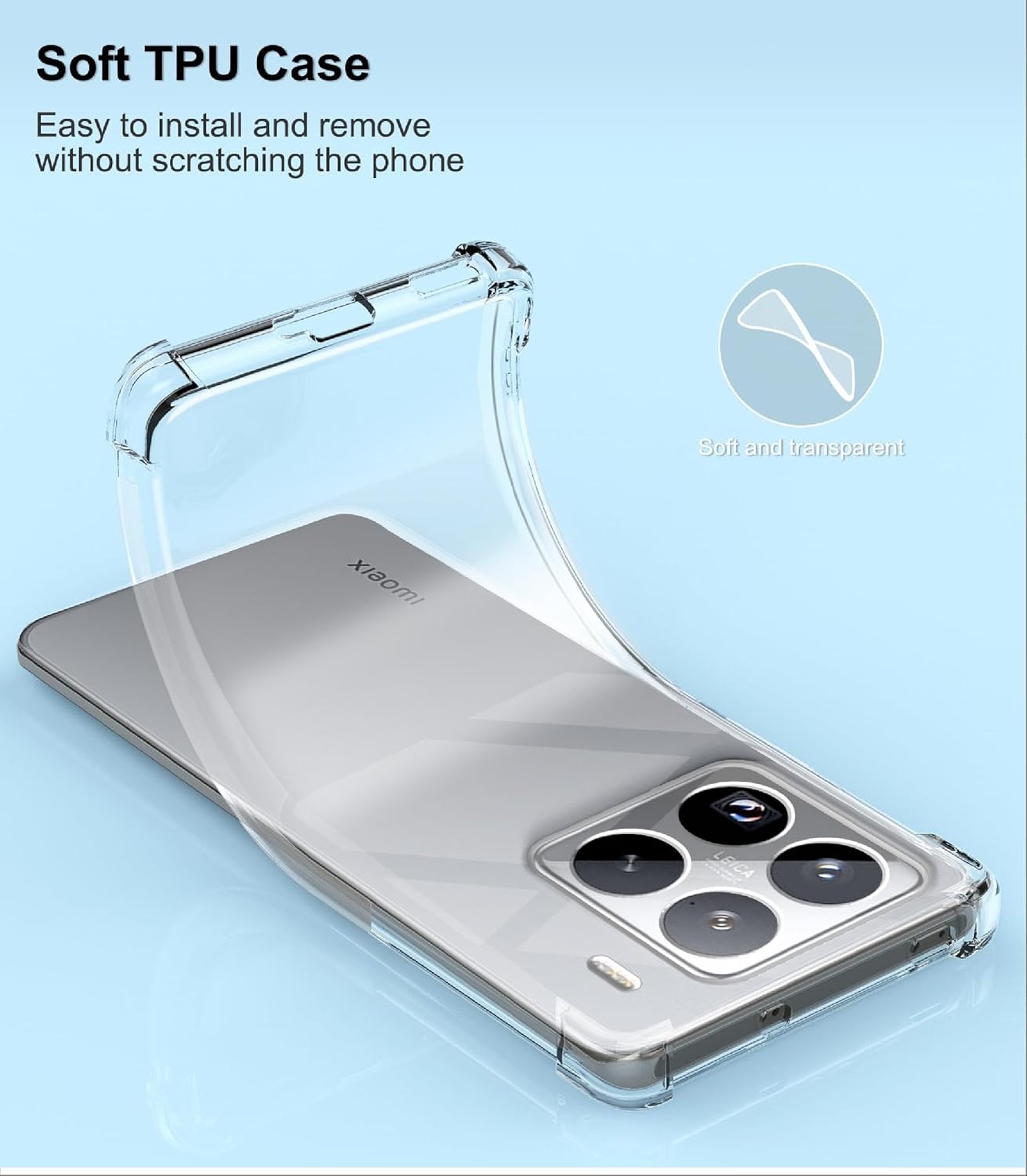 Xiaomi 15 / 15 Pro Case Clear Silicone Shockproof Gel Phone Cover