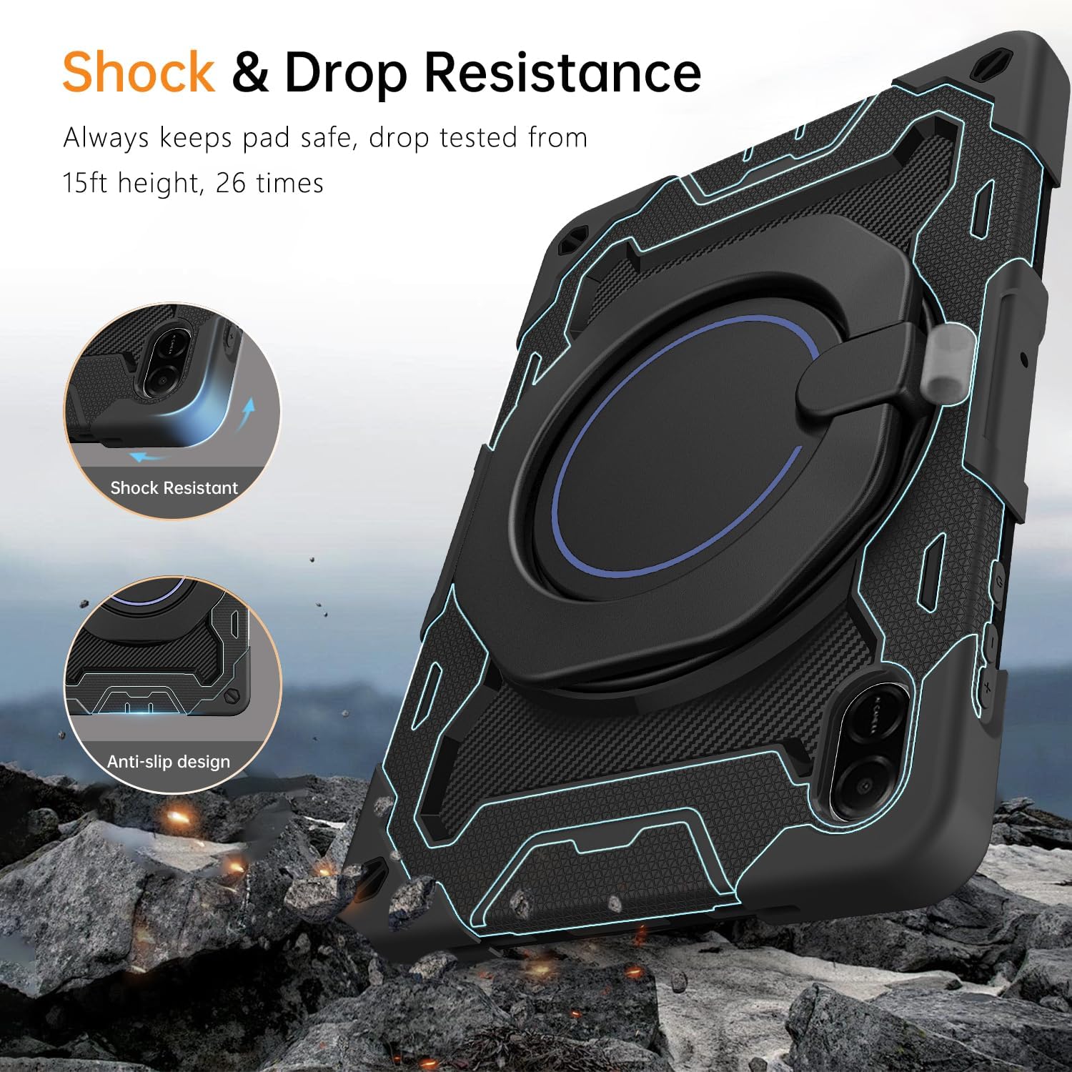 Honor Pad X8B Case 11.0 Inch Shockproof Rugged Protective Case Rotating Kickstand Tablet Cover (Copy)