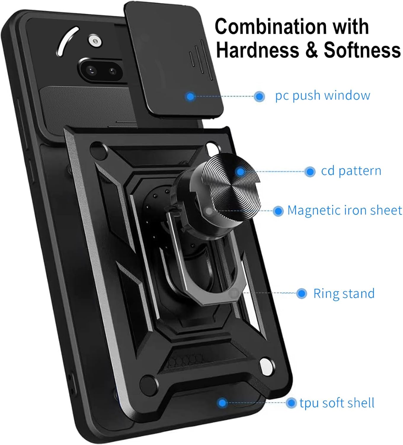 Nothing Phone (3a) Case Shockproof Ring Stand Phone Cover & Screen Protector