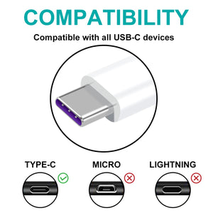 Type C To Type C Cable 65W FAST USB Charging PD Phone Charger Lead Data Sync