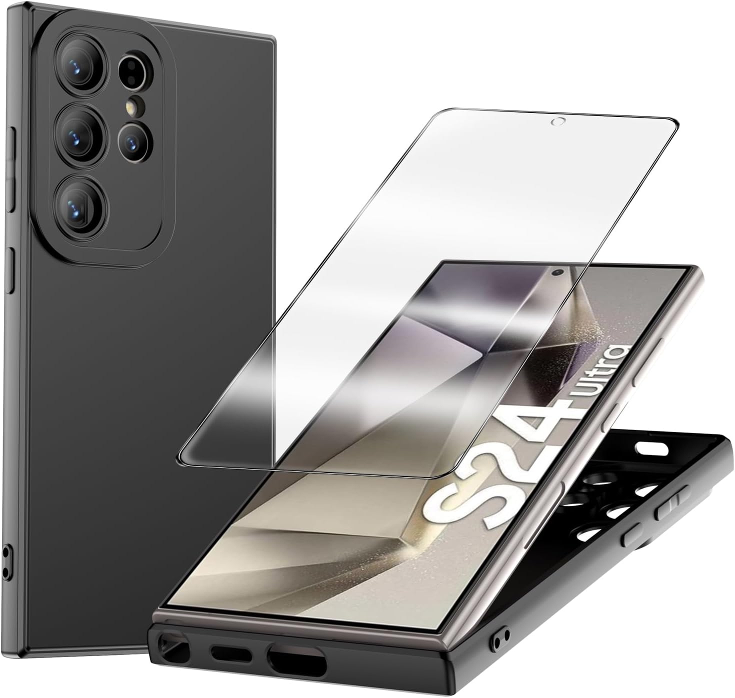 Samsung Galaxy S24 Plus Ultra Case Black Gel Phone Cover & Screen Protector