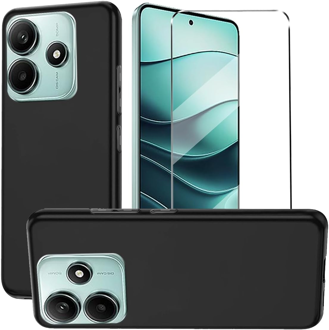 Xiaomi Redmi Note 14 5G Case Black Gel Phone Cover & Screen Protector